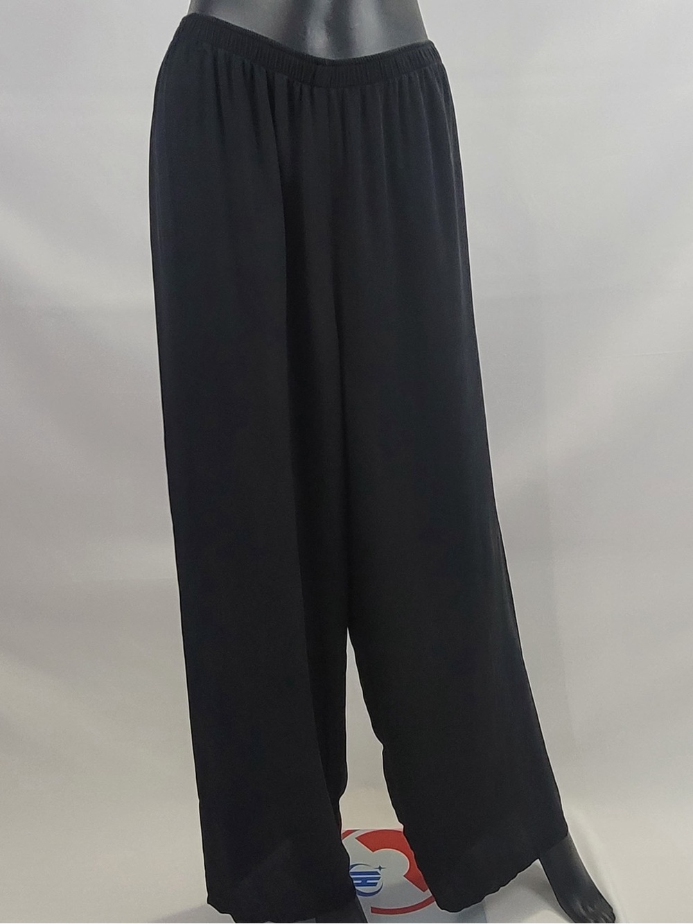 Size Medium HARARI Sheer Black Wide-Leg Women's Palazzo Pants